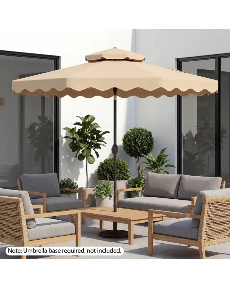 10 Feet Patio Umbrella with Push Button Tilt and Crank-Beige - Beige - Outdoor Umbrellas