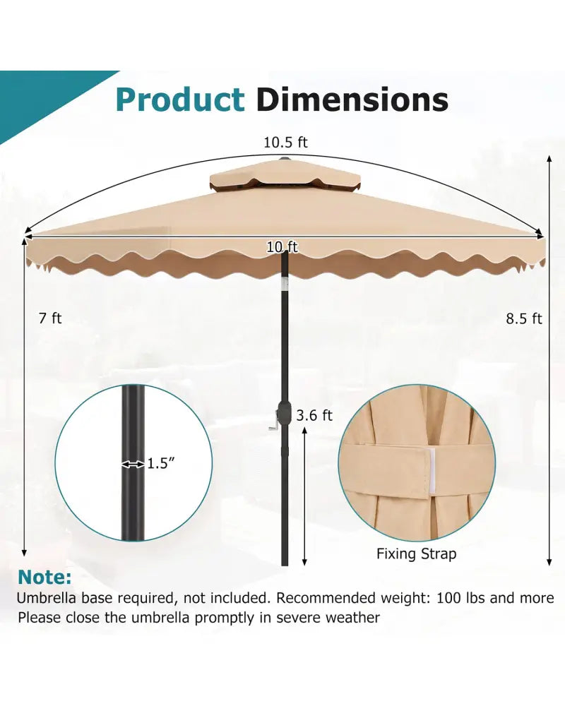 10 Feet Patio Umbrella with Push Button Tilt and Crank-Beige - Beige - Outdoor Umbrellas