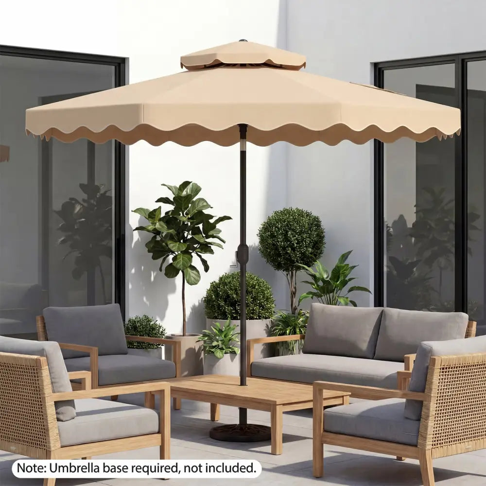 10 Feet Patio Umbrella with Push Button Tilt and Crank-Beige - Beige - Outdoor Umbrellas