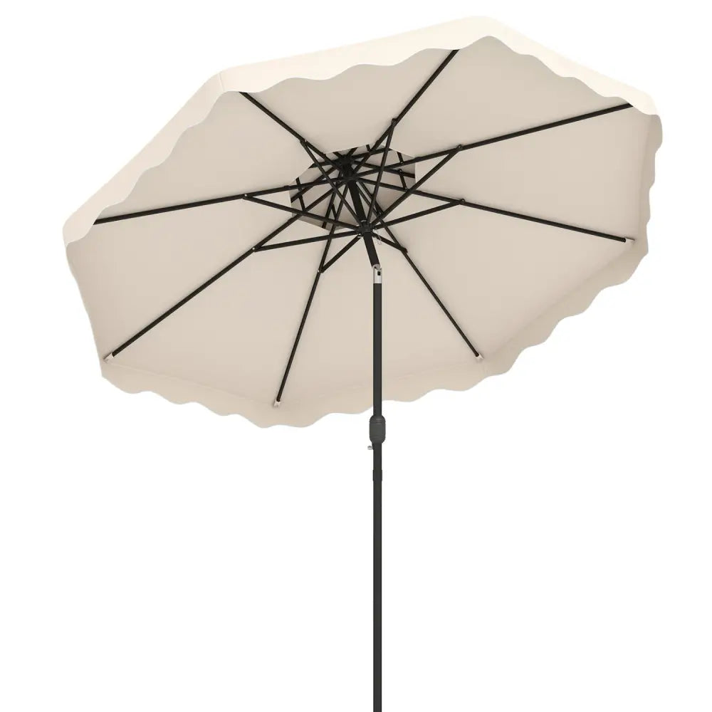 10 Feet Patio Umbrella with Push Button Tilt and Crank-Beige - Beige - Outdoor Umbrellas