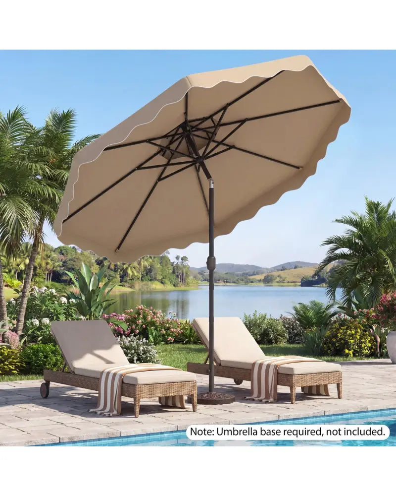 10 Feet Patio Umbrella with Push Button Tilt and Crank-Beige - Beige - Outdoor Umbrellas