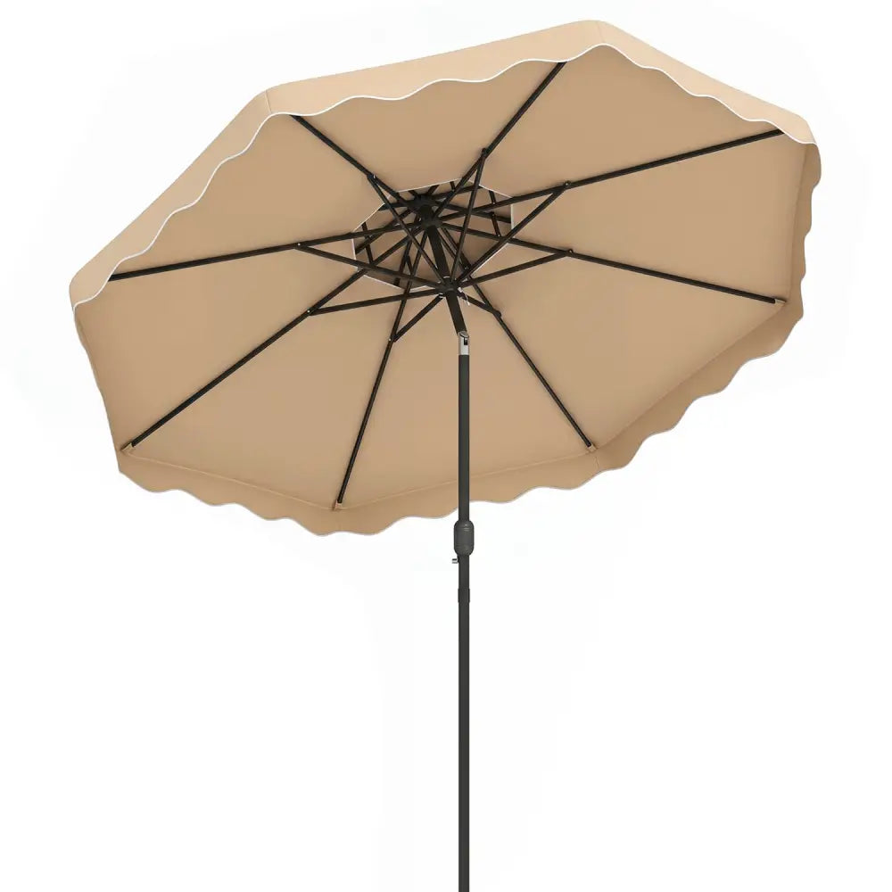 10 Feet Patio Umbrella with Push Button Tilt and Crank-Beige - Beige - Outdoor Umbrellas