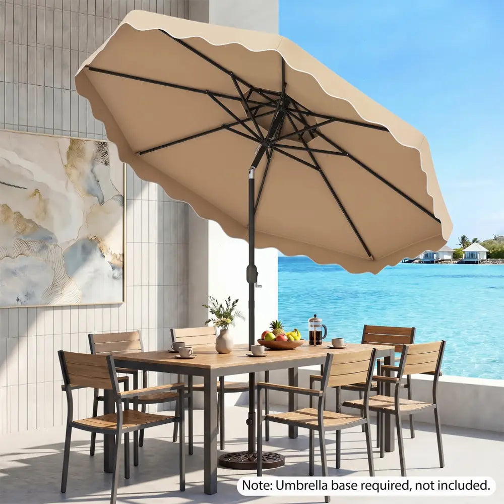 10 Feet Patio Umbrella with Push Button Tilt and Crank-Beige - Beige - Outdoor Umbrellas