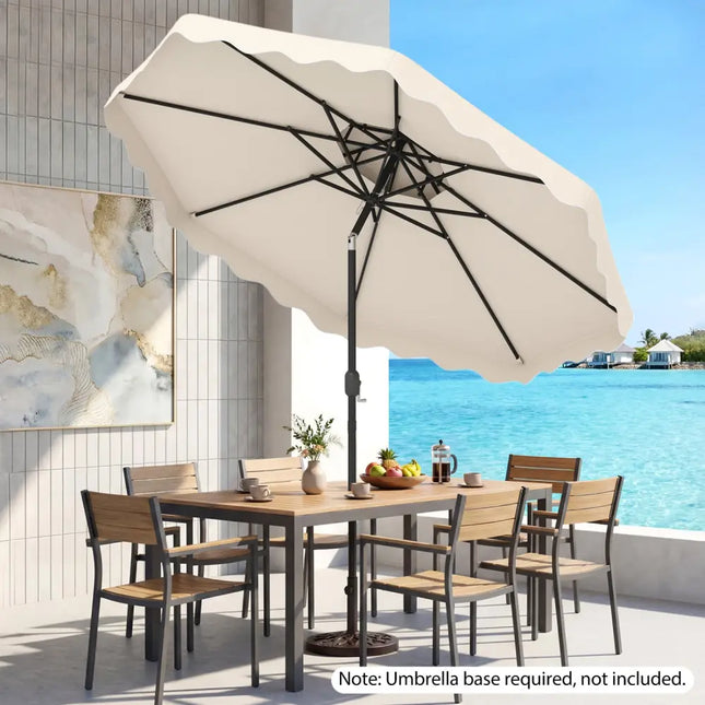 10 Feet Patio Umbrella with Push Button Tilt and Crank-Beige - Beige - Outdoor Umbrellas
