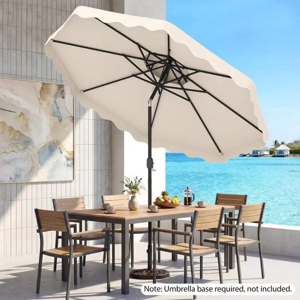 10 Feet Patio Umbrella with Push Button Tilt and Crank-Beige - Beige - Outdoor Umbrellas