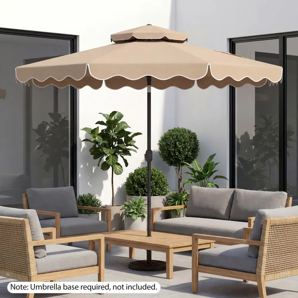 10 Feet Patio Umbrella with Push Button Tilt and Crank-Coffee - Coffee - Outdoor Umbrellas