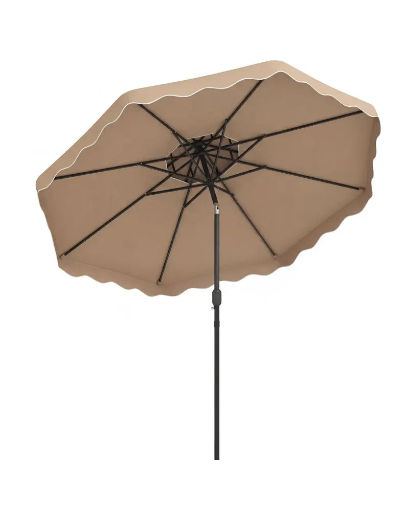 10 Feet Patio Umbrella with Push Button Tilt and Crank-Coffee - Coffee - Outdoor Umbrellas