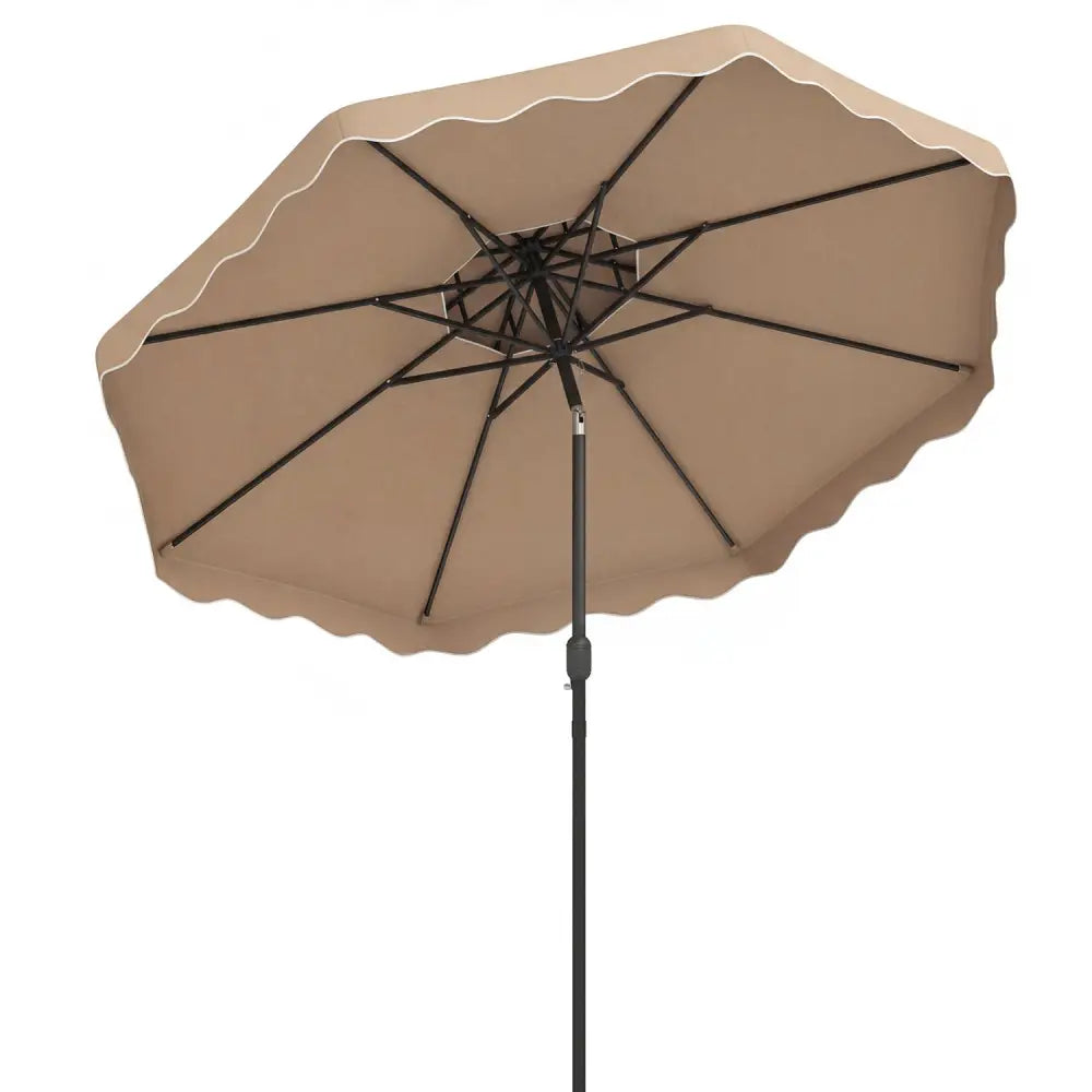 10 Feet Patio Umbrella with Push Button Tilt and Crank-Coffee - Coffee - Outdoor Umbrellas