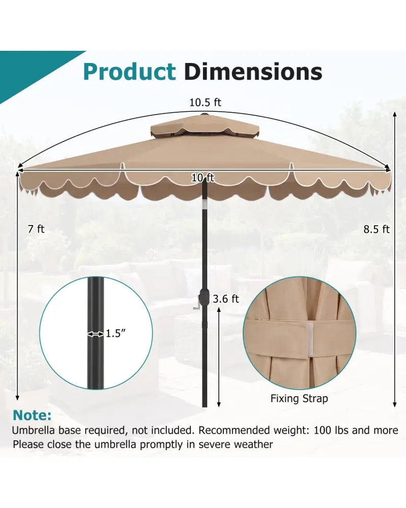 10 Feet Patio Umbrella with Push Button Tilt and Crank-Coffee - Coffee - Outdoor Umbrellas