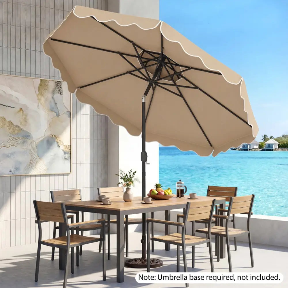 10 Feet Patio Umbrella with Push Button Tilt and Crank-Coffee - Coffee - Outdoor Umbrellas