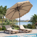 10 Feet Patio Umbrella with Push Button Tilt and Crank-Coffee - Coffee - Outdoor Umbrellas