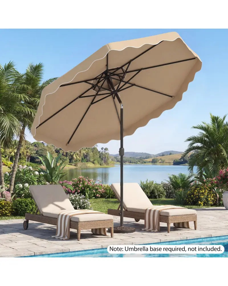 10 Feet Patio Umbrella with Push Button Tilt and Crank-Coffee - Coffee - Outdoor Umbrellas