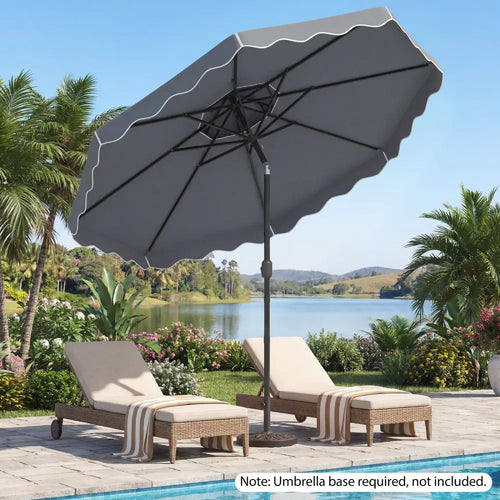 10 Feet Patio Umbrella with Push Button Tilt and Crank-Gray - Gray - Outdoor Umbrellas