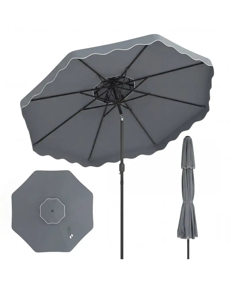10 Feet Patio Umbrella with Push Button Tilt and Crank-Gray - Gray - Outdoor Umbrellas
