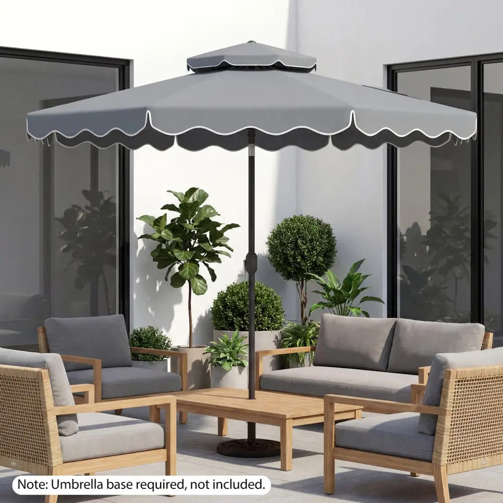 10 Feet Patio Umbrella with Push Button Tilt and Crank-Gray - Gray - Outdoor Umbrellas