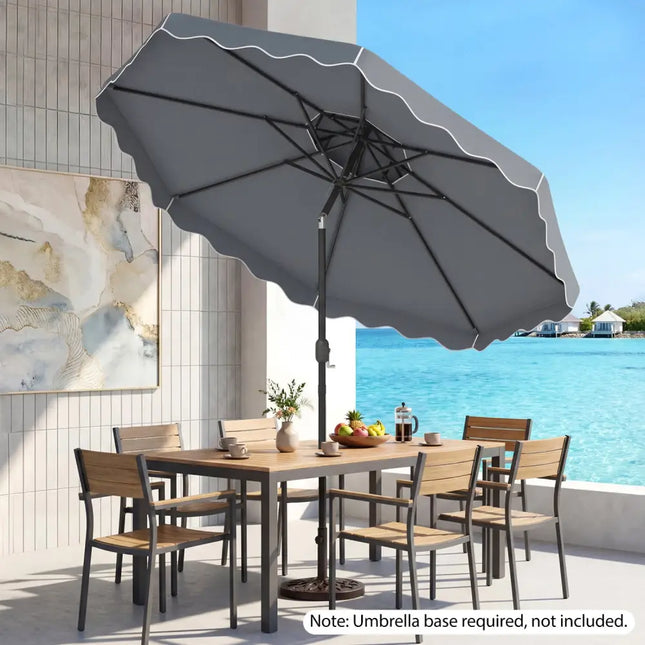 10 Feet Patio Umbrella with Push Button Tilt and Crank-Gray - Gray - Outdoor Umbrellas