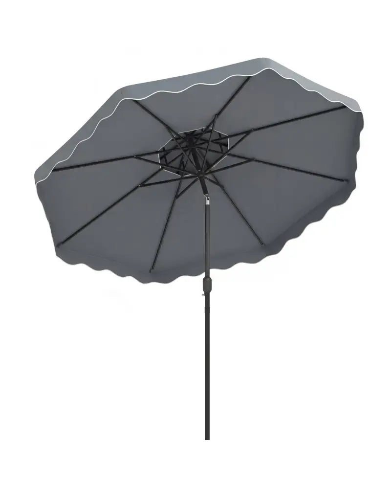 10 Feet Patio Umbrella with Push Button Tilt and Crank-Gray - Gray - Outdoor Umbrellas