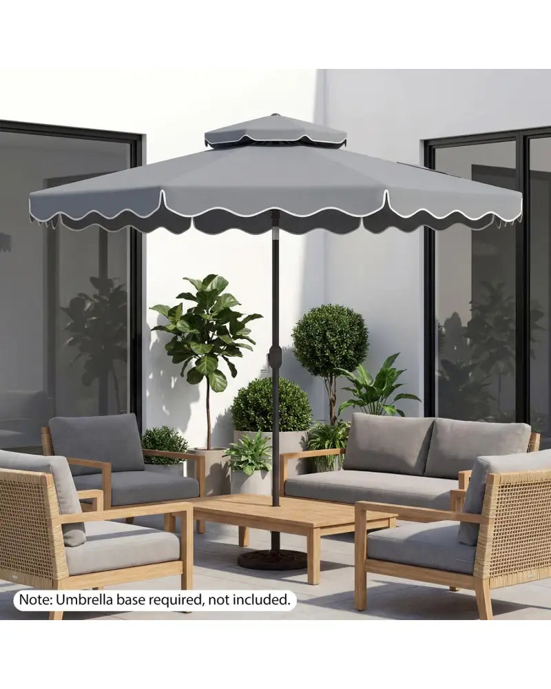 10 Feet Patio Umbrella with Push Button Tilt and Crank-Gray - Gray - Outdoor Umbrellas