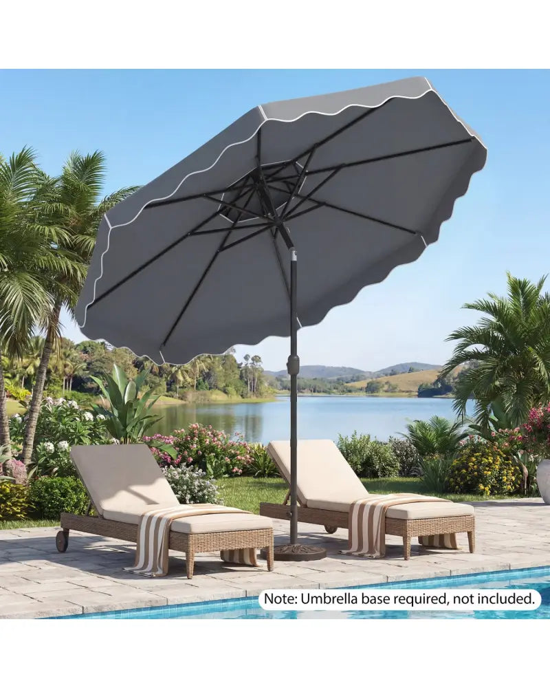10 Feet Patio Umbrella with Push Button Tilt and Crank-Gray - Gray - Outdoor Umbrellas
