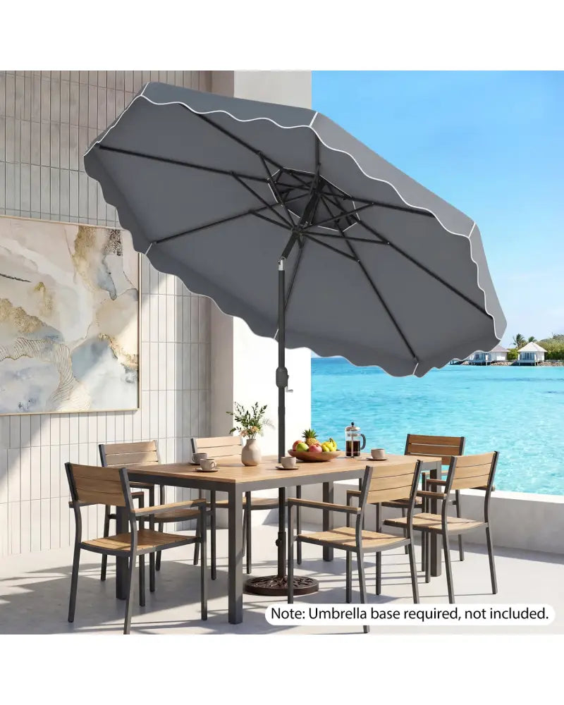 10 Feet Patio Umbrella with Push Button Tilt and Crank-Gray - Gray - Outdoor Umbrellas