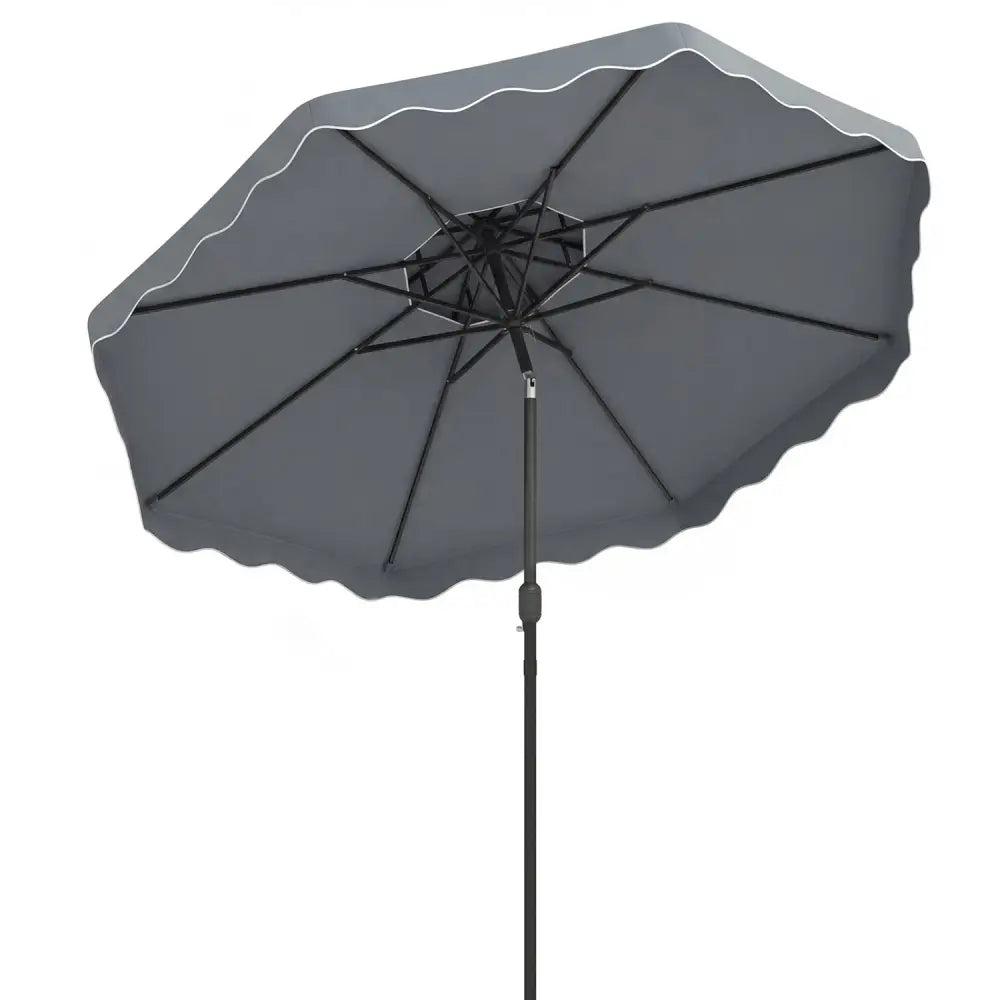 10 Feet Patio Umbrella with Push Button Tilt and Crank-Gray - Gray - Outdoor Umbrellas