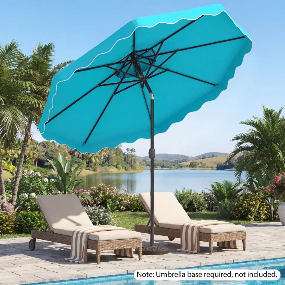 10 Feet Patio Umbrella with Push Button Tilt and Crank-Turquoise - Turquoise - Outdoor Umbrellas