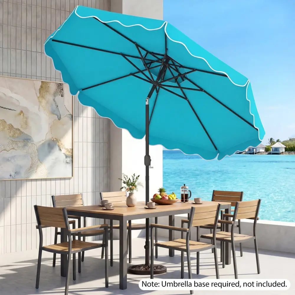 10 Feet Patio Umbrella with Push Button Tilt and Crank-Turquoise - Turquoise - Outdoor Umbrellas