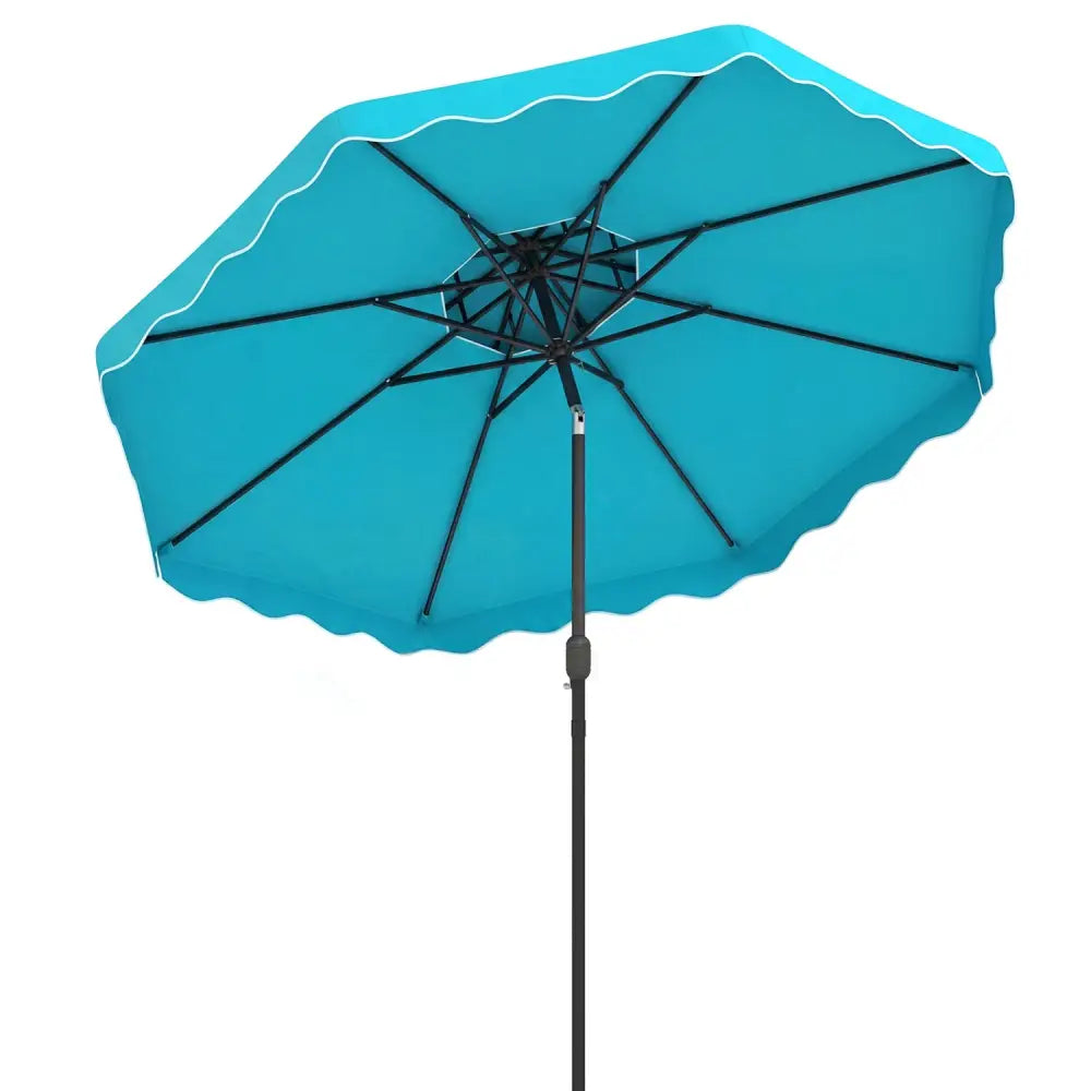 10 Feet Patio Umbrella with Push Button Tilt and Crank-Turquoise - Turquoise - Outdoor Umbrellas