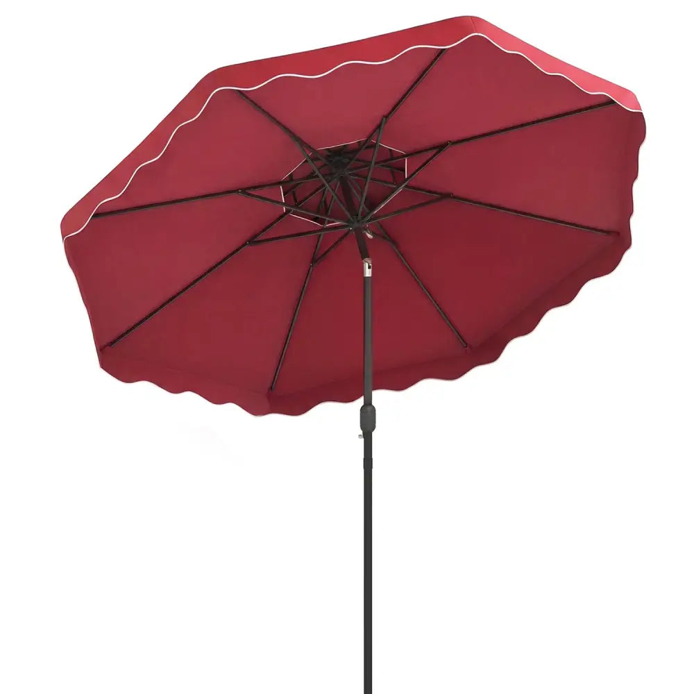 10 Feet Patio Umbrella with Push Button Tilt and Crank-Wine - Wine - Outdoor Umbrellas