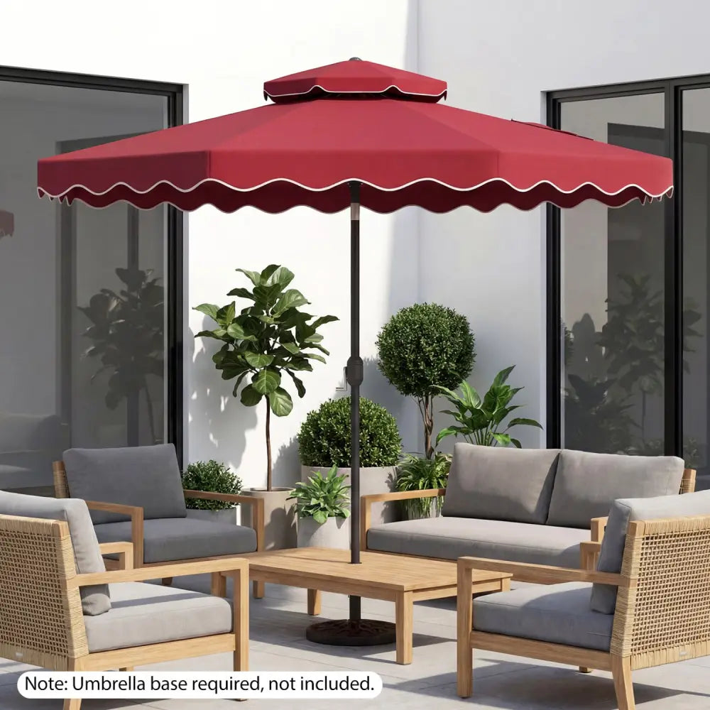 10 Feet Patio Umbrella with Push Button Tilt and Crank-Wine - Wine - Outdoor Umbrellas