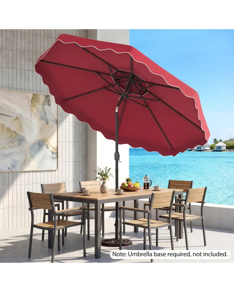 10 Feet Patio Umbrella with Push Button Tilt and Crank-Wine - Wine - Outdoor Umbrellas