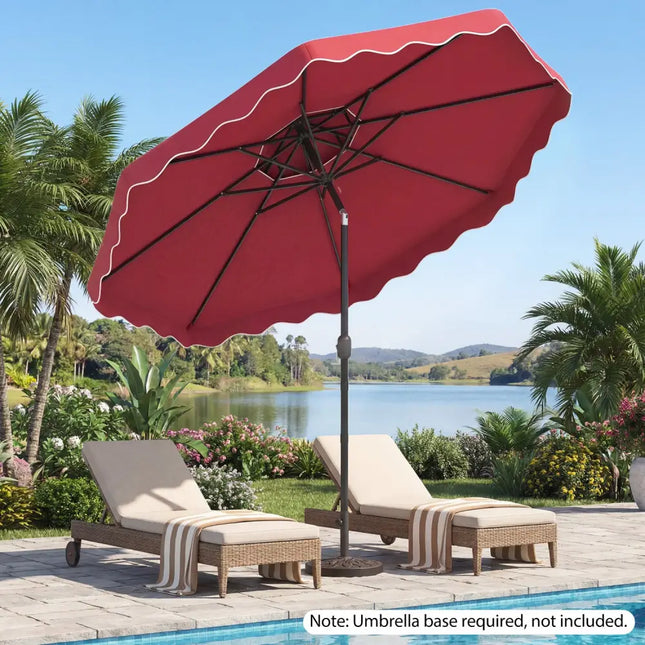 10 Feet Patio Umbrella with Push Button Tilt and Crank-Wine - Wine - Outdoor Umbrellas