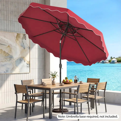 10 Feet Patio Umbrella with Push Button Tilt and Crank-Wine - Wine - Outdoor Umbrellas