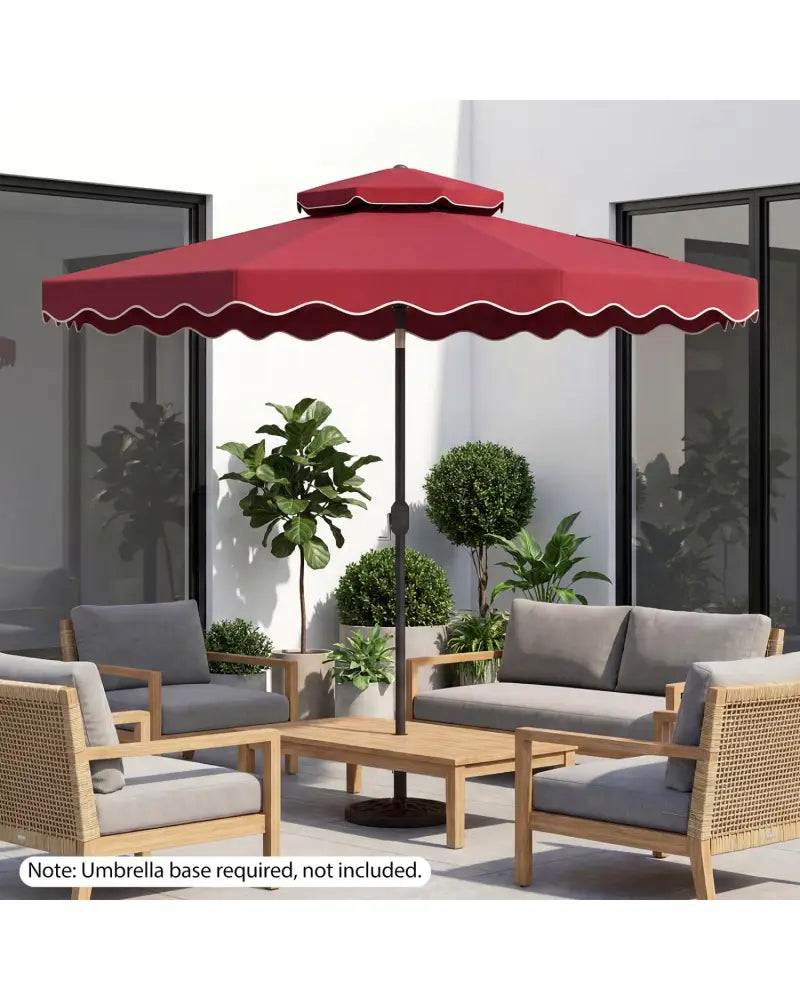 10 Feet Patio Umbrella with Push Button Tilt and Crank-Wine - Wine - Outdoor Umbrellas