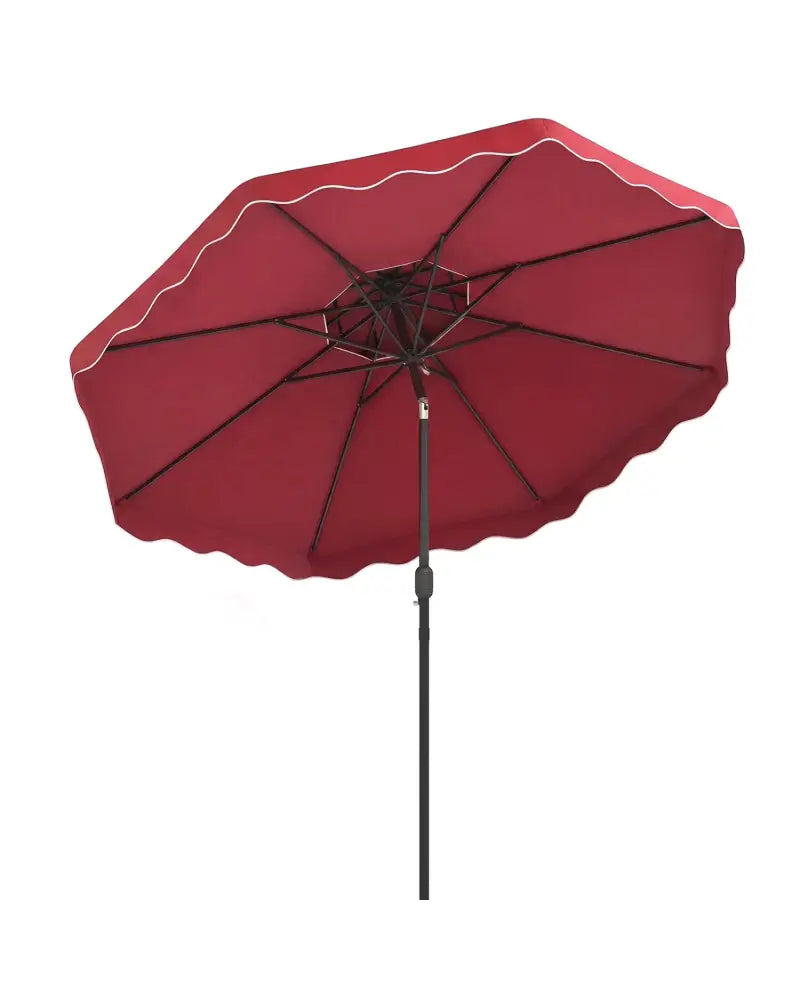 10 Feet Patio Umbrella with Push Button Tilt and Crank-Wine - Wine - Outdoor Umbrellas