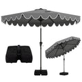 10 Feet Patio Umbrella with Weighted Base and Sandbags-Gray - Gray - Outdoor Umbrellas