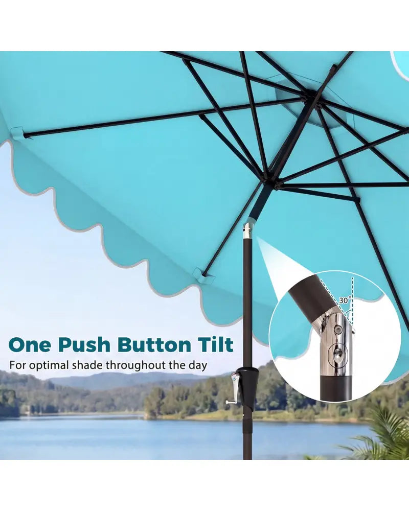10 Feet Patio Umbrella with Weighted Base and Sandbags-Turquoise - Turquoise - Outdoor Umbrellas