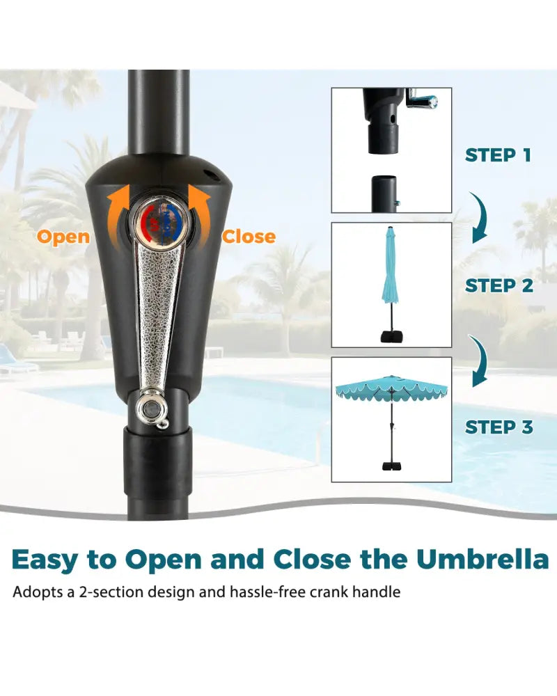 10 Feet Patio Umbrella with Weighted Base and Sandbags-Turquoise - Turquoise - Outdoor Umbrellas