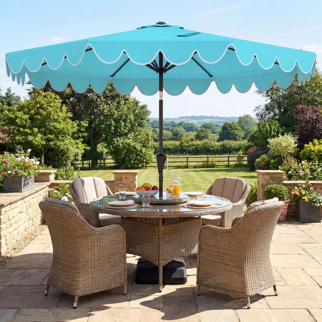 10 Feet Patio Umbrella with Weighted Base and Sandbags-Turquoise - Turquoise - Outdoor Umbrellas