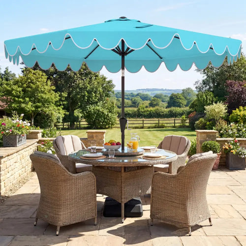 10 Feet Patio Umbrella with Weighted Base and Sandbags-Turquoise - Turquoise - Outdoor Umbrellas