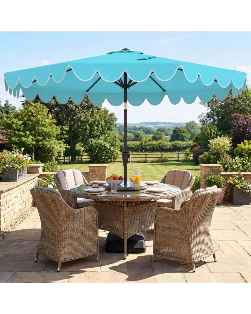 10 Feet Patio Umbrella with Weighted Base and Sandbags-Turquoise - Turquoise - Outdoor Umbrellas