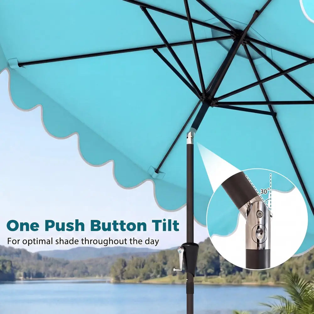 10 Feet Patio Umbrella with Weighted Base and Sandbags-Turquoise - Turquoise - Outdoor Umbrellas