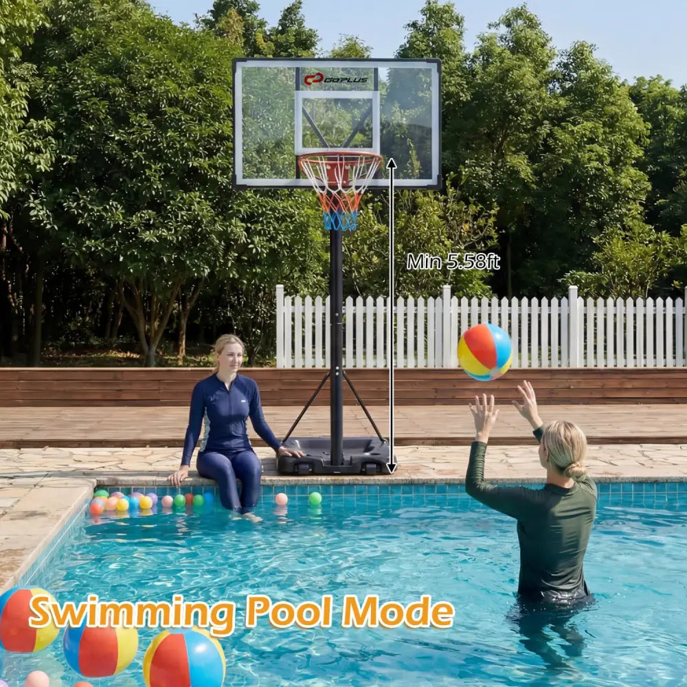 10 Feet Portable Basketball Hoop Outdoor for Adults - Black - Sport Equipments