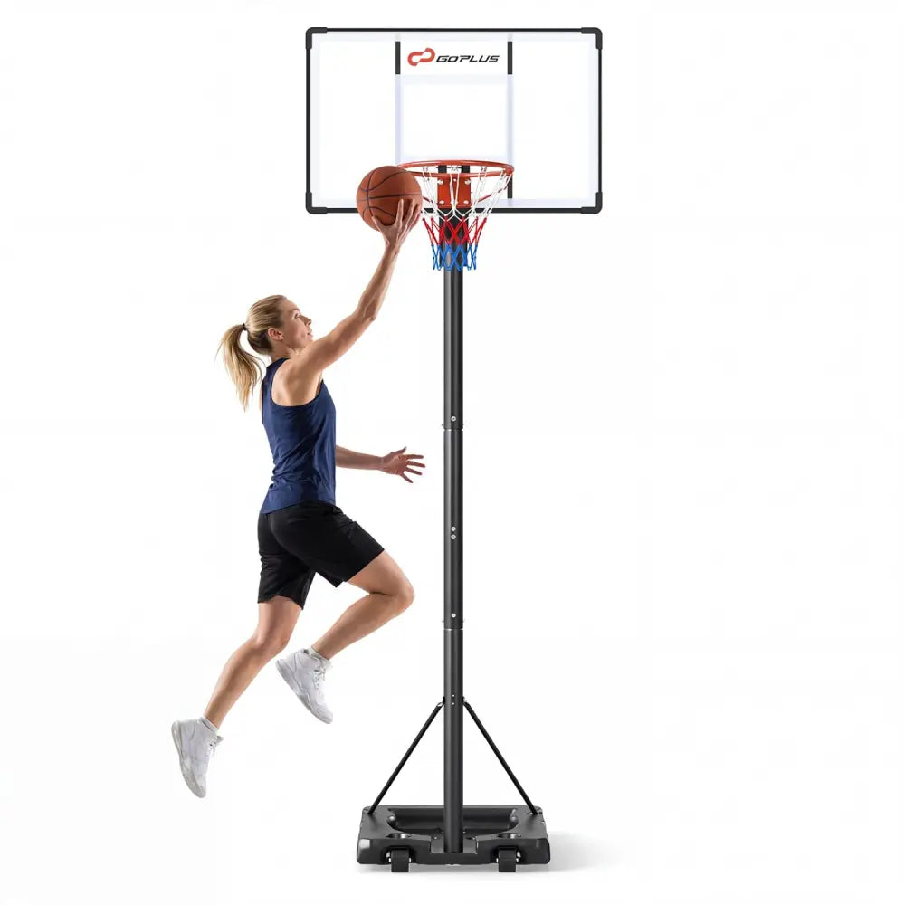 10 Feet Portable Basketball Hoop Outdoor for Adults - Black - Sport Equipments