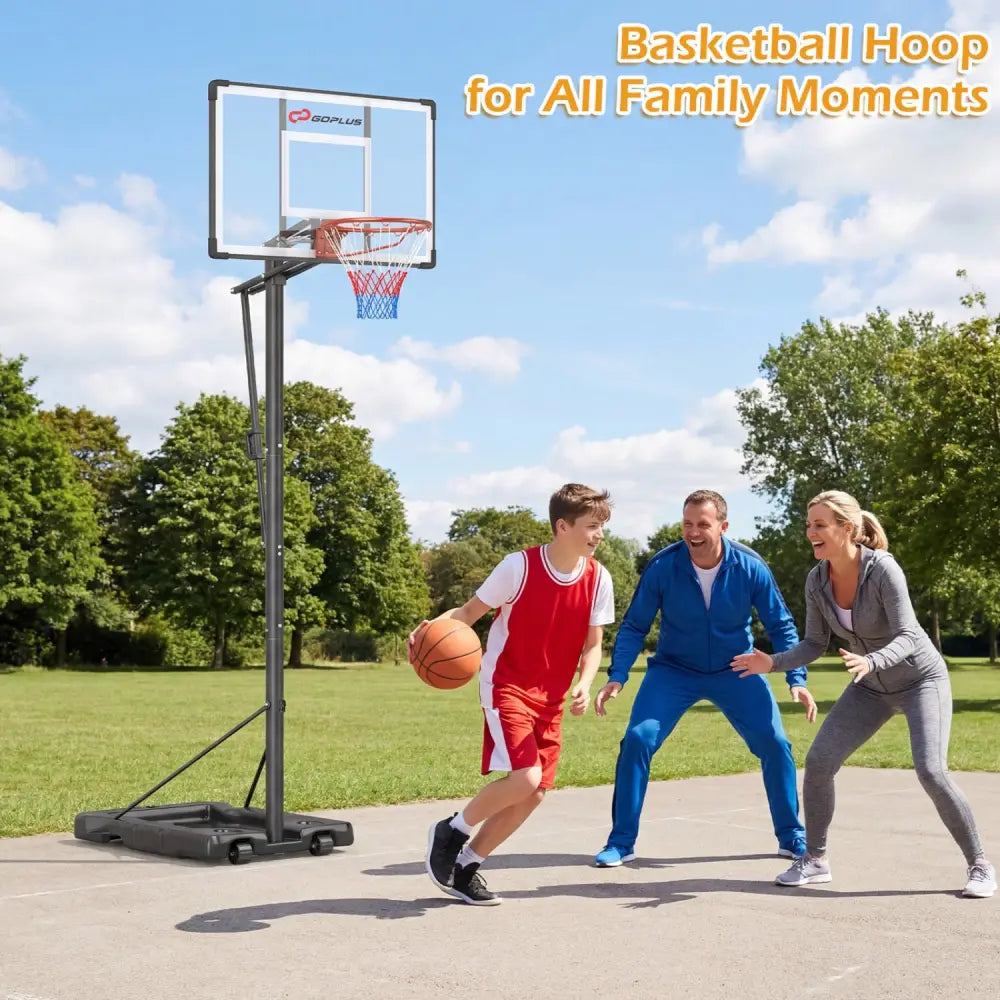 10 Feet Portable Basketball Hoop Outdoor for Adults - Black - Sport Equipments
