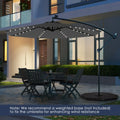 10 Feet Solar Offset Hanging Umbrella with 40 Lamp Beads and Solar Panel-Gray - Gray - Outdoor Umbrellas