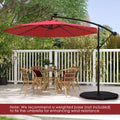 10 Feet Solar Offset Hanging Umbrella with 40 Lamp Beads and Solar Panel-Wine - Dark Red - Outdoor Umbrellas