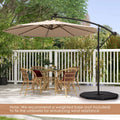 10 Feet Solar Offset Hanging Umbrella with 40 Lamp Beads and Solar Panel-Tan - Tan - Outdoor Umbrellas