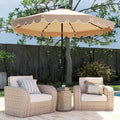 10 Feet Solar Patio Umbrella with 24 LED Lights-Coffee - Coffee - Outdoor Umbrellas