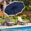 10 Feet Solar Patio Umbrella with 24 LED Lights for Yard-Navy - Navy - Outdoor Umbrellas
